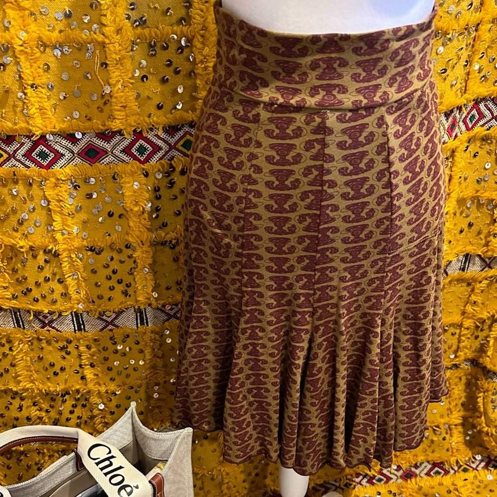 Effie's Heart Medium Rust Red & Tan Skirt